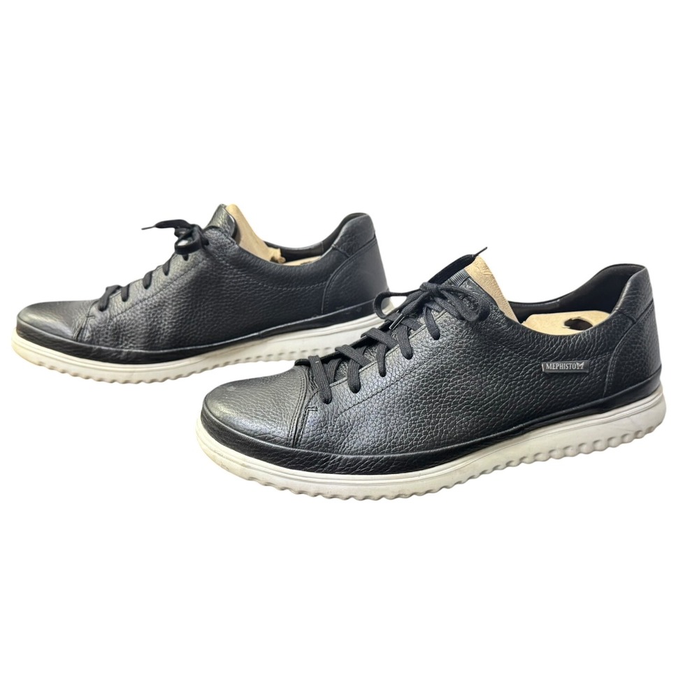 Mephisto Jet Mens Black Pebbled Leather Walking Shoes Sneakers Size US 12